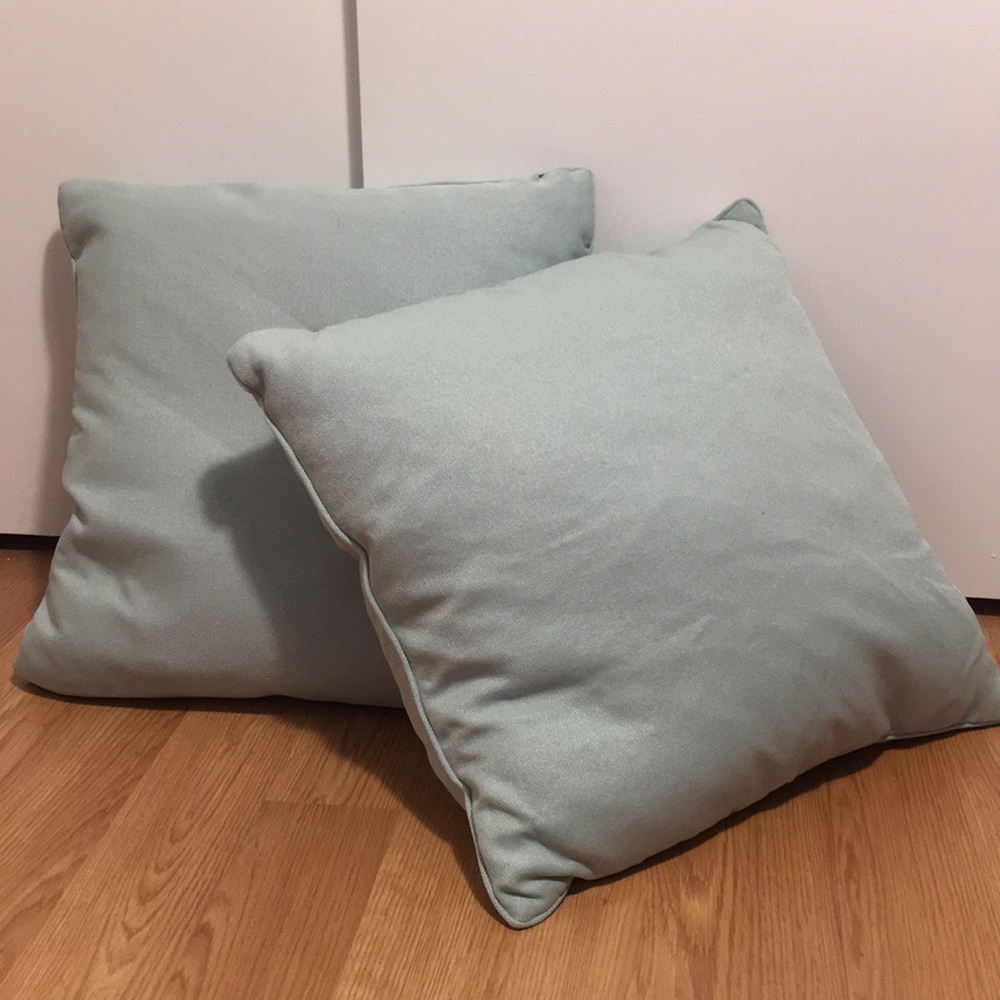 Two Light blue down pillows